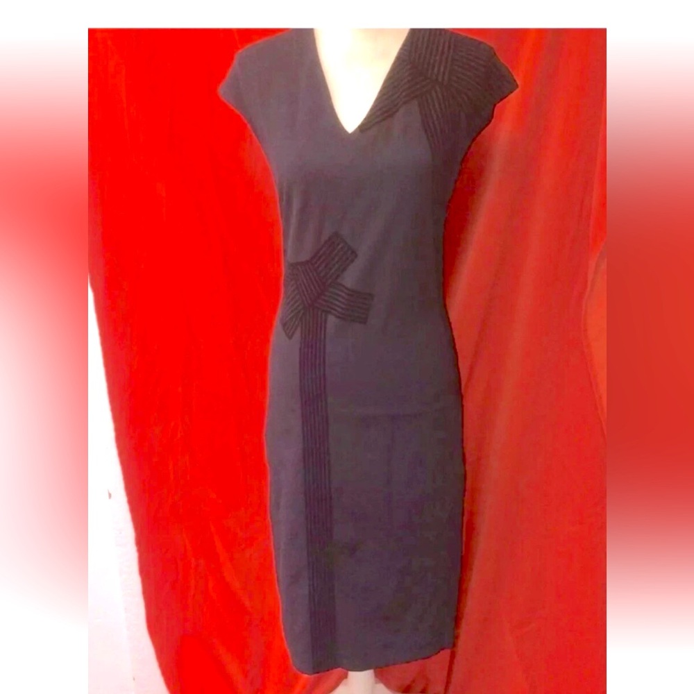 Stella McCartney knit cap sleeve dress velvet bow black size 44